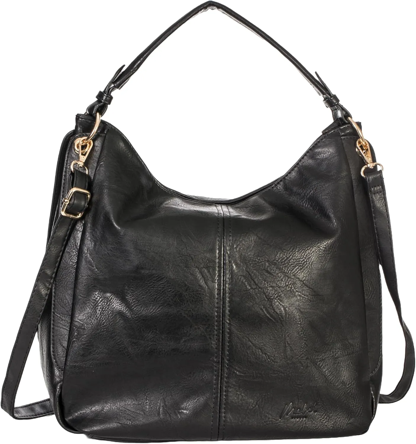 Spacious Vegan Leather Slouch Shoulder Bag for Women – Large Everyday Tote with Compartments & Zip Top – Trinity