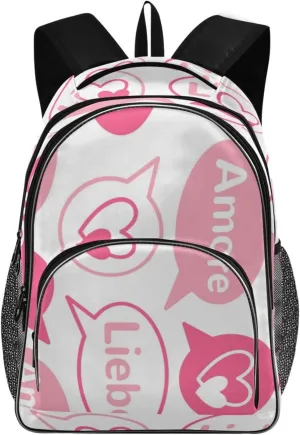 Speech Bubbles with Hearts Backpacks 22L Three Layer Arc Book Bag Lightweight for Travel Camping Hiking Rucksack Daypack Kids & Adults