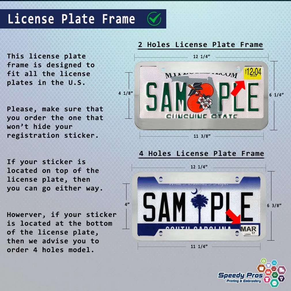 Speedy Pros Funny License Plate Frame Custom Personalized Text Zinc Cute Car Accessories License Plate Holder Black 2 Holes 1 Frame