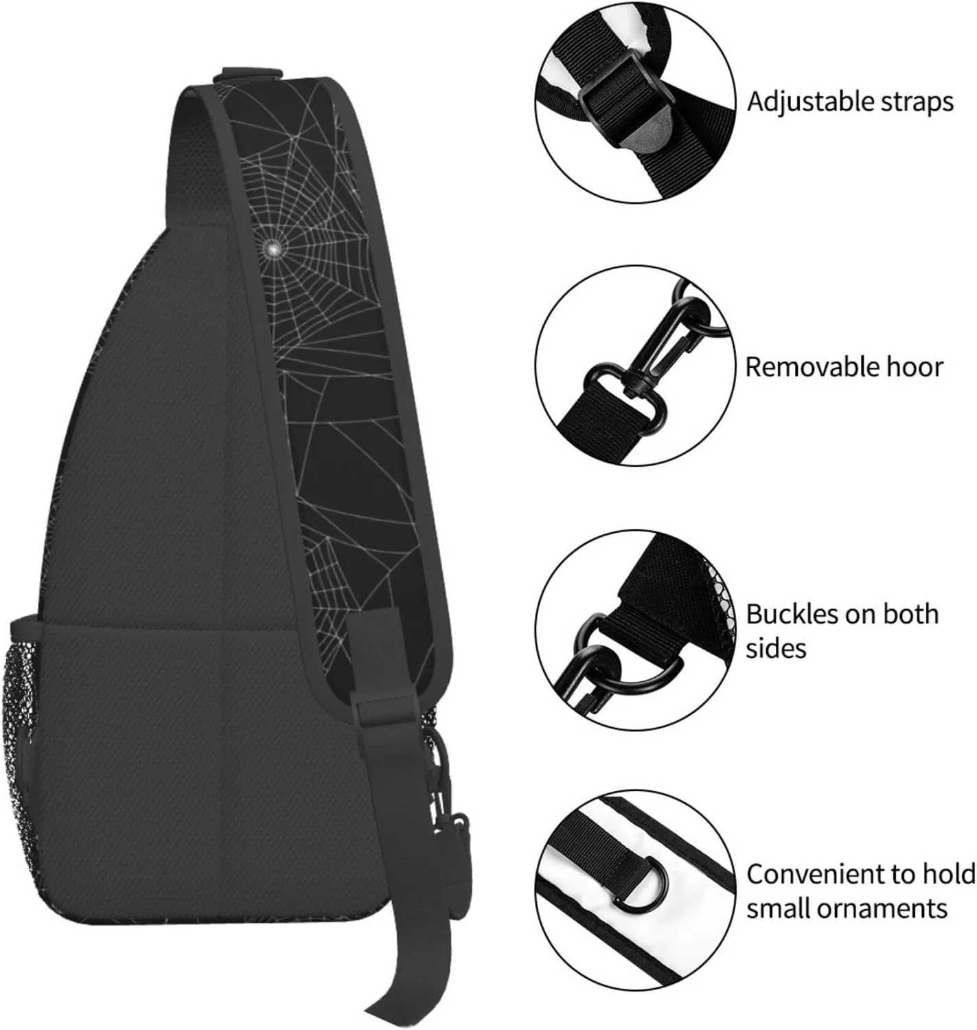 Spider Web Crossbody Bags Cross Men Chest Bag Adjustable Sling Backpack Shoulder Bag For Women Cycling Travel Sport Hiking