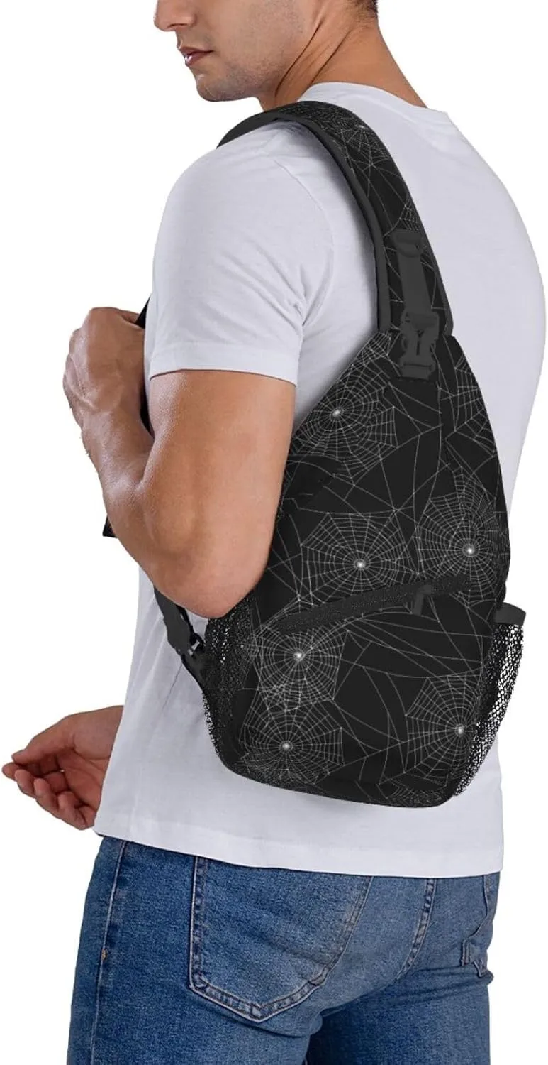 Spider Web Crossbody Bags Cross Men Chest Bag Adjustable Sling Backpack Shoulder Bag For Women Cycling Travel Sport Hiking