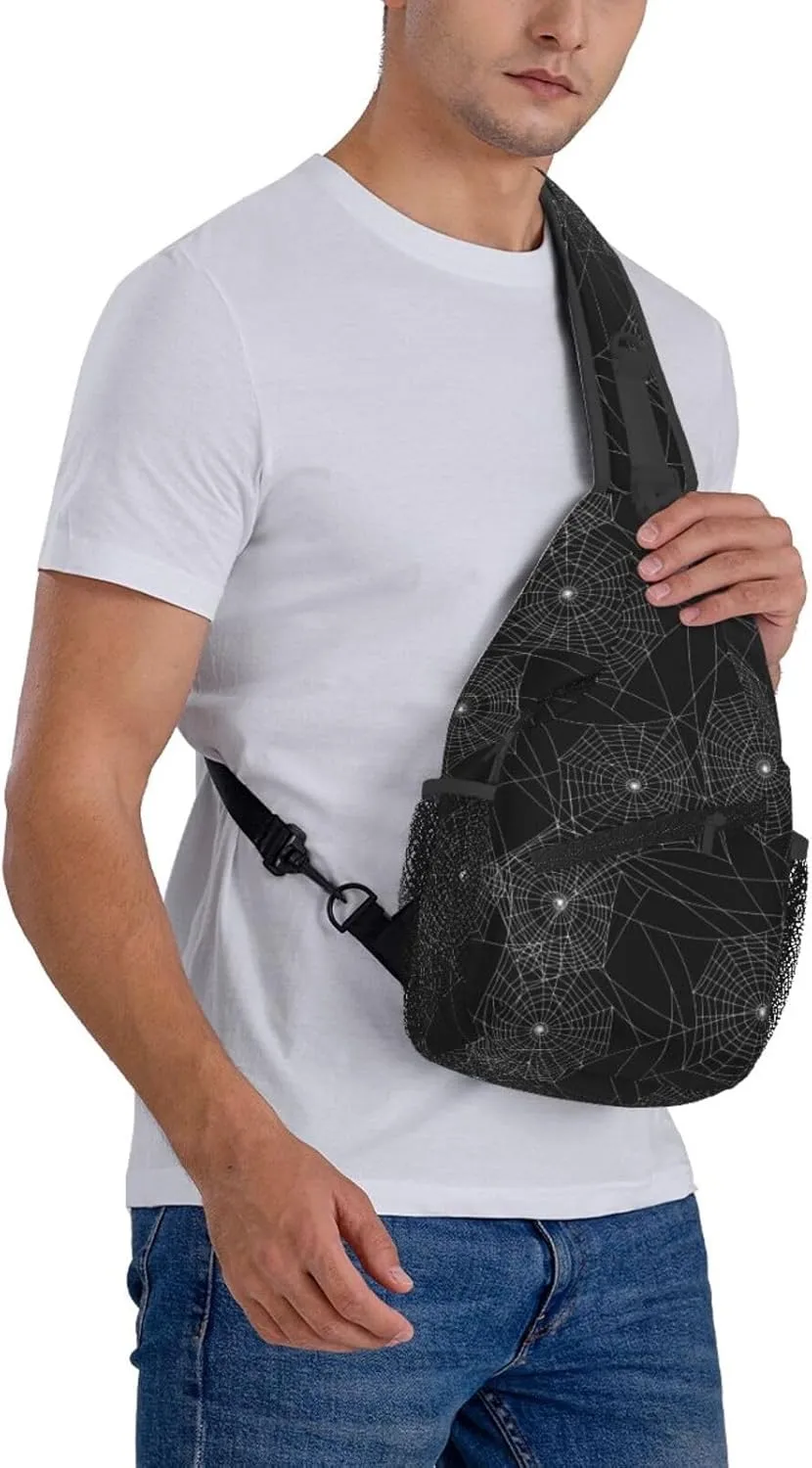 Spider Web Crossbody Bags Cross Men Chest Bag Adjustable Sling Backpack Shoulder Bag For Women Cycling Travel Sport Hiking