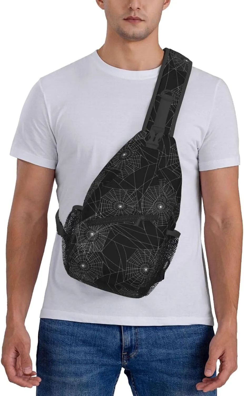 Spider Web Crossbody Bags Cross Men Chest Bag Adjustable Sling Backpack Shoulder Bag For Women Cycling Travel Sport Hiking