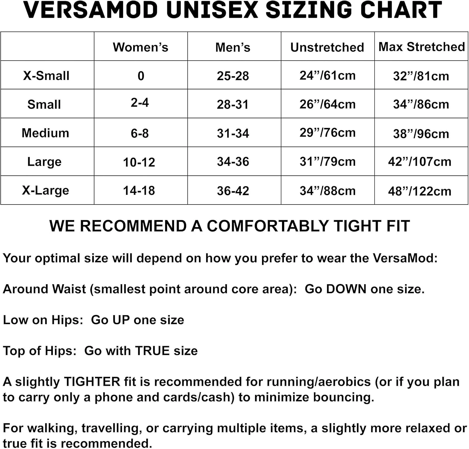Sporteer VersaMod Running Belt, Workout Waist Pack, Travel Money and Passport Belt for Smartphones and Personal Items (Medium, Black)