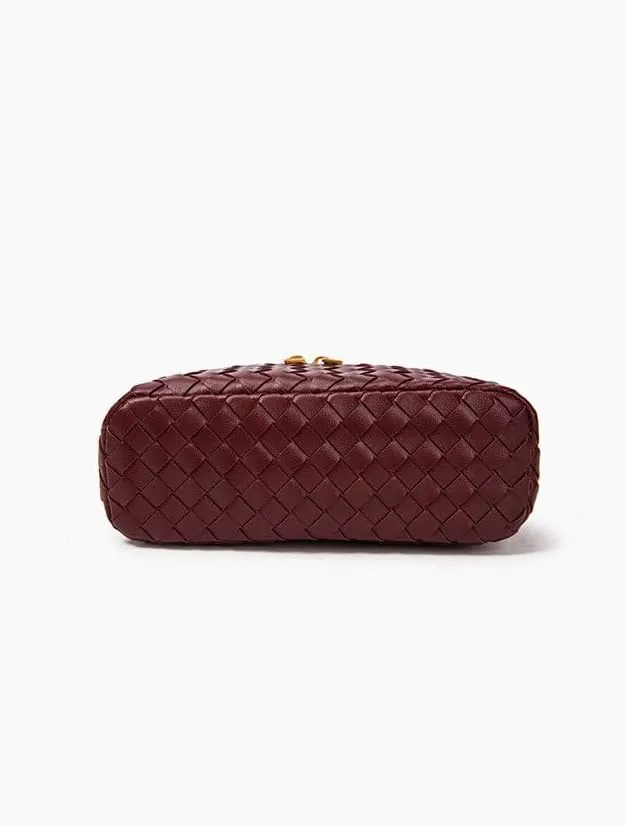 Square Box Crossbody Purse, Mini PU Leather Shoulder Bag, Top-Handle Tote Handbag, Woven Design