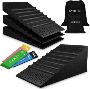 Squat Wedge Block 6PCS Resistance Bands 5PCS, Adjustable Non-slip Rubber Squat Wedge, Weight Lifting, Deadlift Squat, Calf stretcher, Improve Mobility Balance and Strengthen Performance