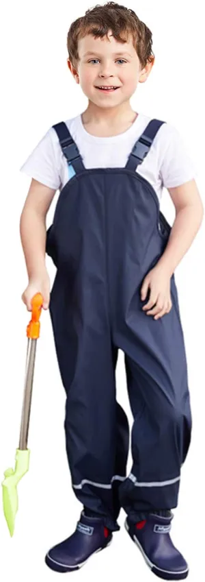 SSAWcasa Kids Rain Pants, Toddler Waterproof Boys Girls Pants, Mud Dirty Proof Rain Suspender Trousers Overalls