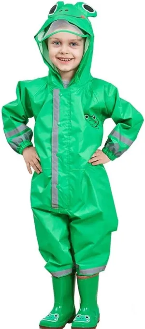 SSAWcasa Toddler Rain Suit, Kids Muddy Play Buddies One Piece Hoodie Rain Jacket Coat Poncho Gear Coverall Baby Girl Boy