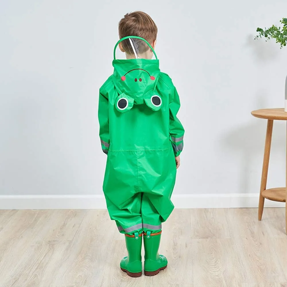 SSAWcasa Toddler Rain Suit, Kids Muddy Play Buddies One Piece Hoodie Rain Jacket Coat Poncho Gear Coverall Baby Girl Boy