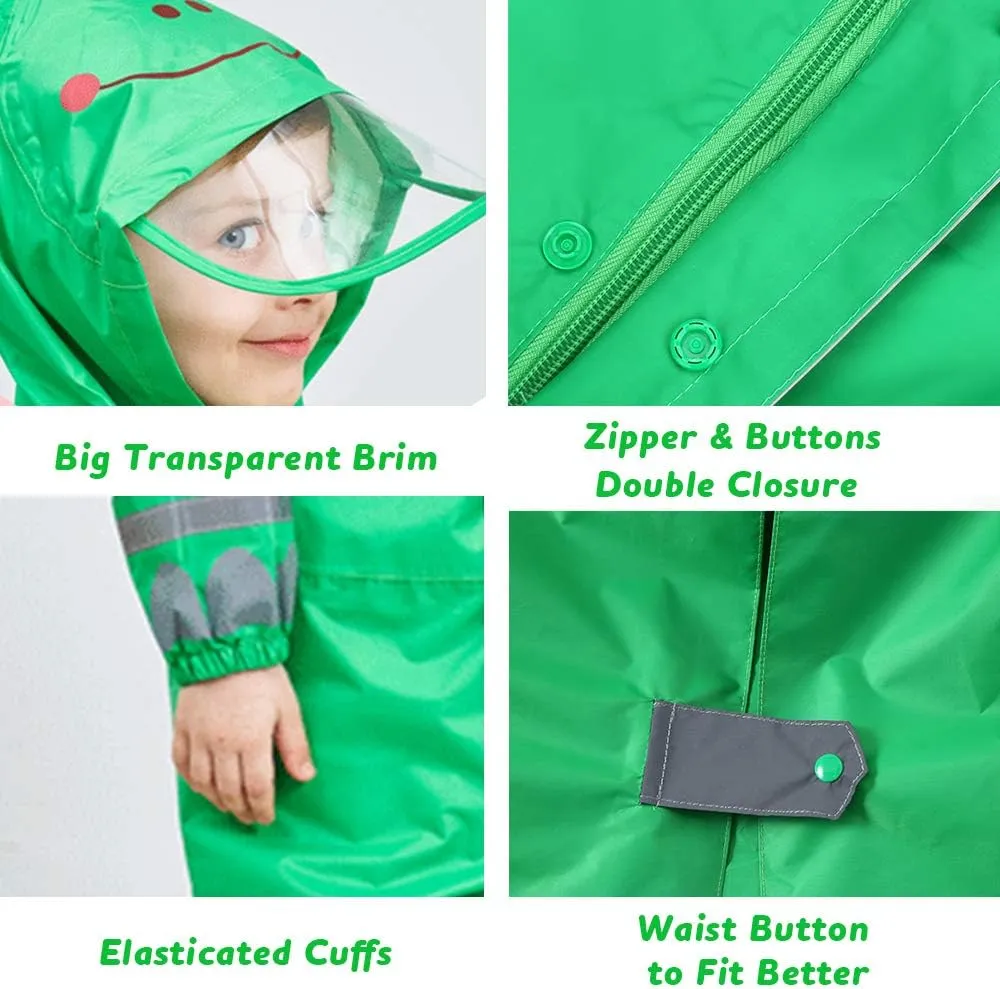 SSAWcasa Toddler Rain Suit, Kids Muddy Play Buddies One Piece Hoodie Rain Jacket Coat Poncho Gear Coverall Baby Girl Boy