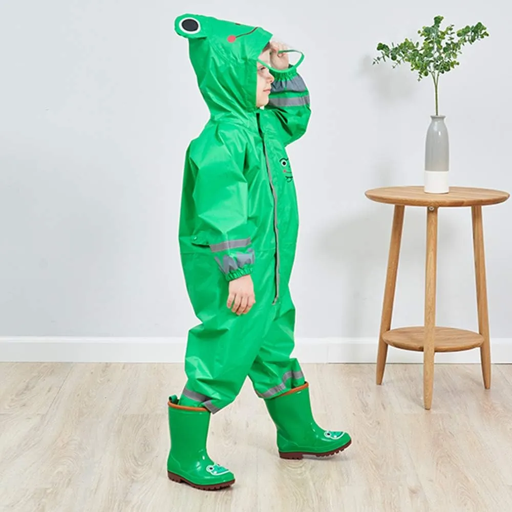 SSAWcasa Toddler Rain Suit, Kids Muddy Play Buddies One Piece Hoodie Rain Jacket Coat Poncho Gear Coverall Baby Girl Boy