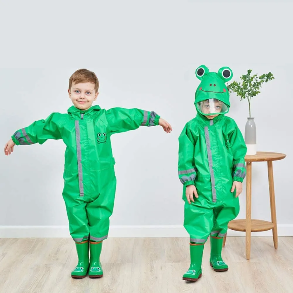 SSAWcasa Toddler Rain Suit, Kids Muddy Play Buddies One Piece Hoodie Rain Jacket Coat Poncho Gear Coverall Baby Girl Boy