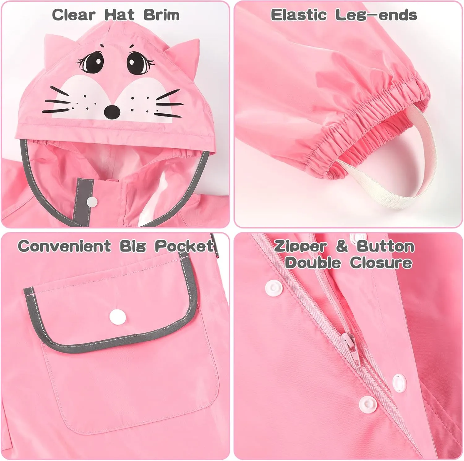 SSAWcasa Toddler Rain Suit, Muddy Play Buddies Kids One Piece Hoodie Rain Jacket Coat Poncho Gear Coverall Baby Girl Boy