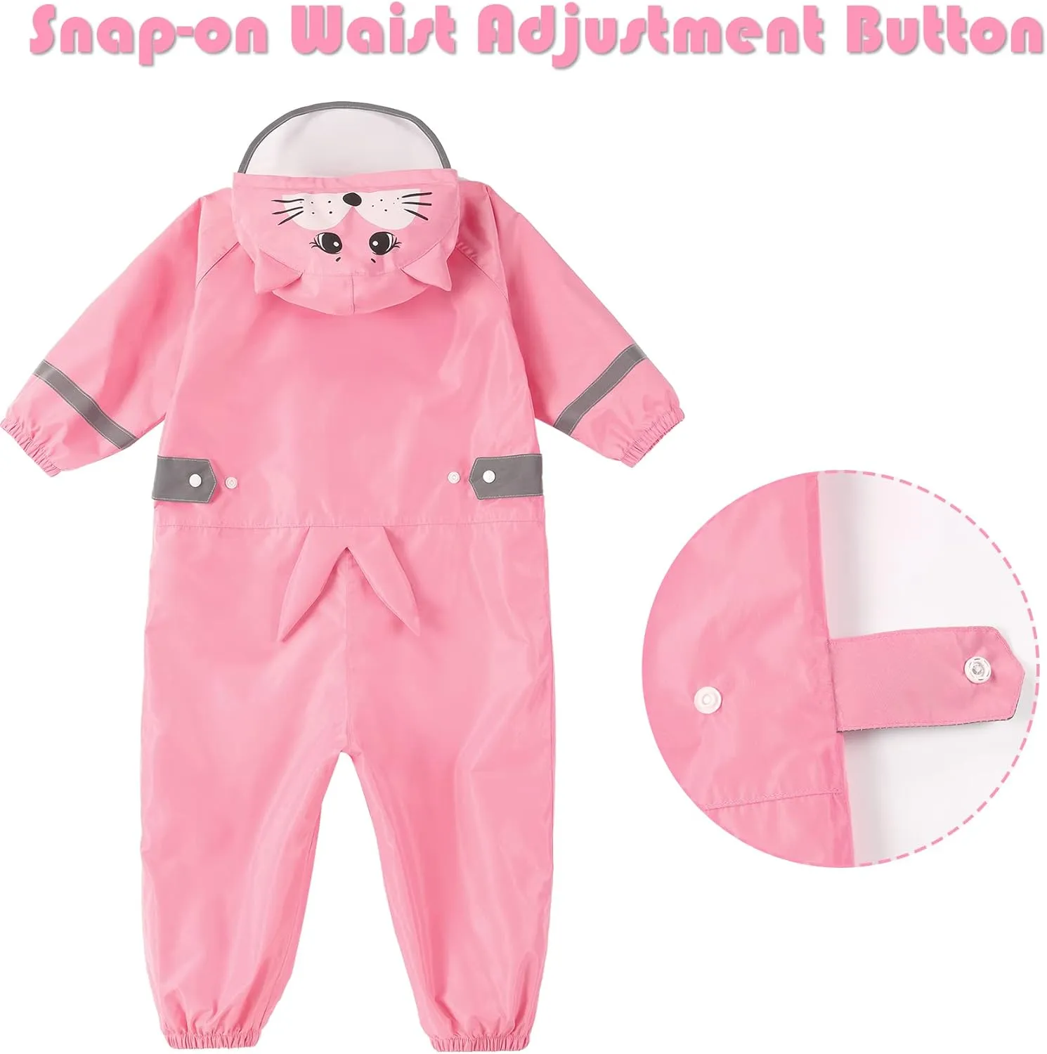 SSAWcasa Toddler Rain Suit, Muddy Play Buddies Kids One Piece Hoodie Rain Jacket Coat Poncho Gear Coverall Baby Girl Boy