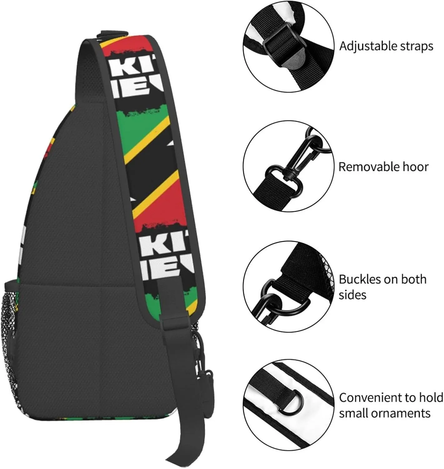 St Kitts And Nevis National Flag Chest Sling Bag Crossbody Shoulder Backpack Bag Gym Cycling Daypack Travel Hiking Cross Bag