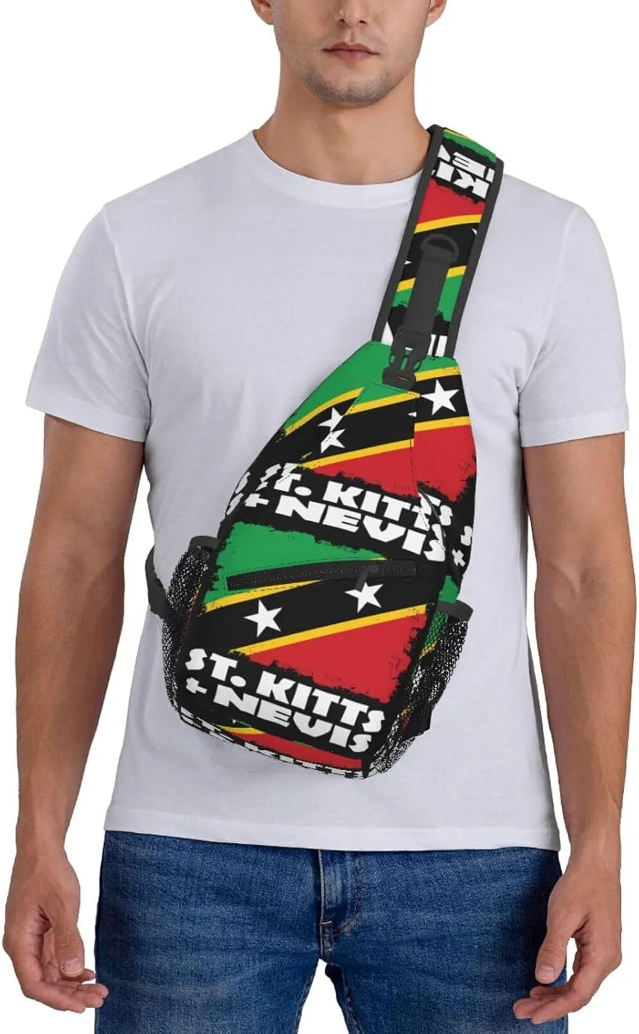 St Kitts And Nevis National Flag Chest Sling Bag Crossbody Shoulder Backpack Bag Gym Cycling Daypack Travel Hiking Cross Bag