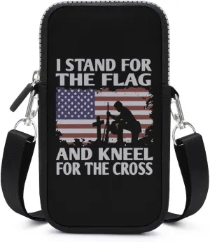 Stand for Flag Kneel for Cross Women Crossbody Phone Purse Adjustable Strap Cell Phone Shoulder Bag Small Belt Bag