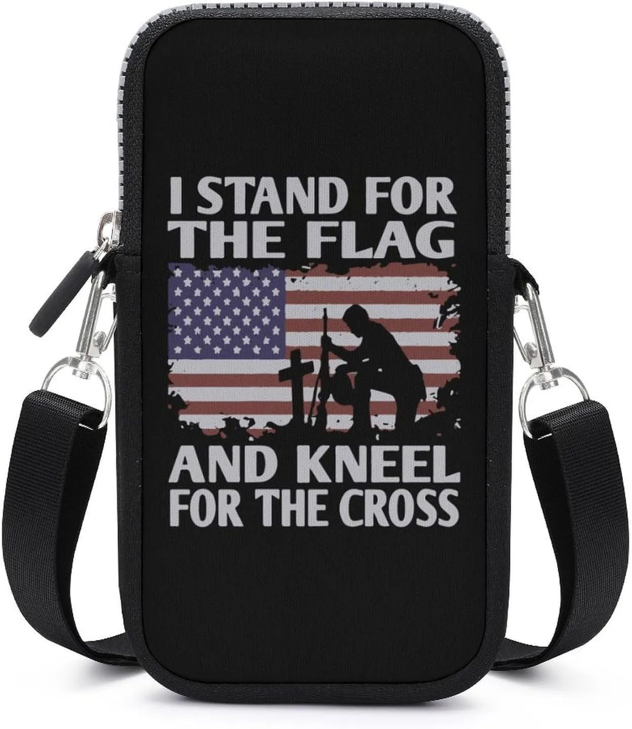 Stand for Flag Kneel for Cross Women Crossbody Phone Purse Adjustable Strap Cell Phone Shoulder Bag Small Belt Bag
