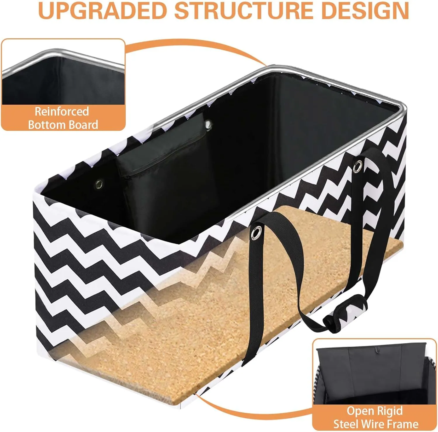 Standing Extra Large Utility Tote Bag with Metal Wire Frame, Large Structured Tote Bag with Hard Bottom, Beach Bag