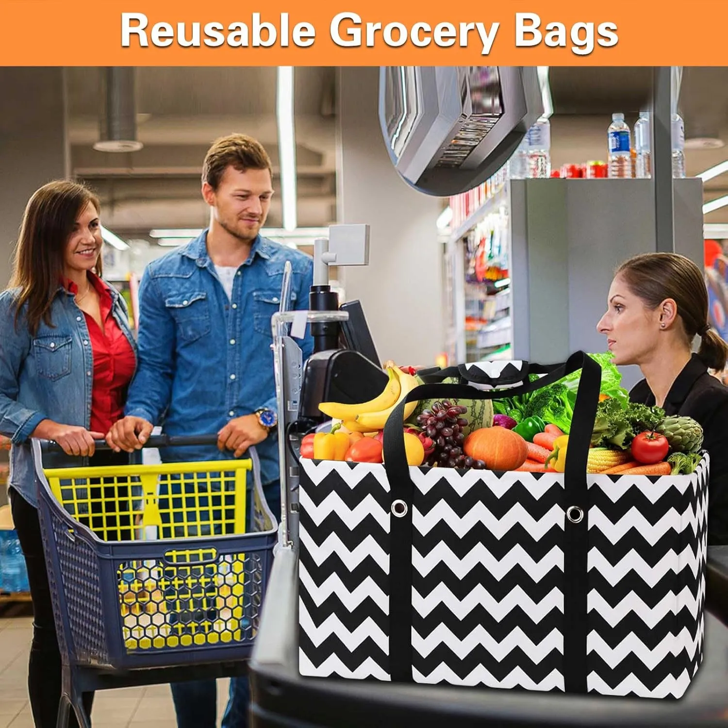 Standing Extra Large Utility Tote Bag with Metal Wire Frame, Large Structured Tote Bag with Hard Bottom, Beach Bag