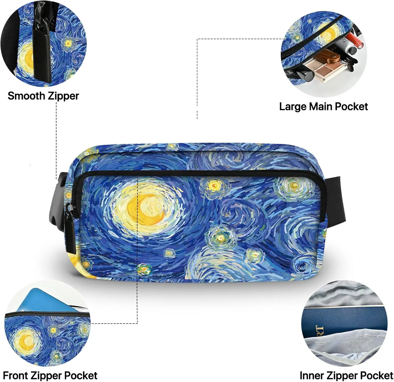 Star Night Fanny Pack for Women Belt Bag Fashion Waist Pouch with Adjustable Strap for Sports Running Traveling Hiking Camping Cycling