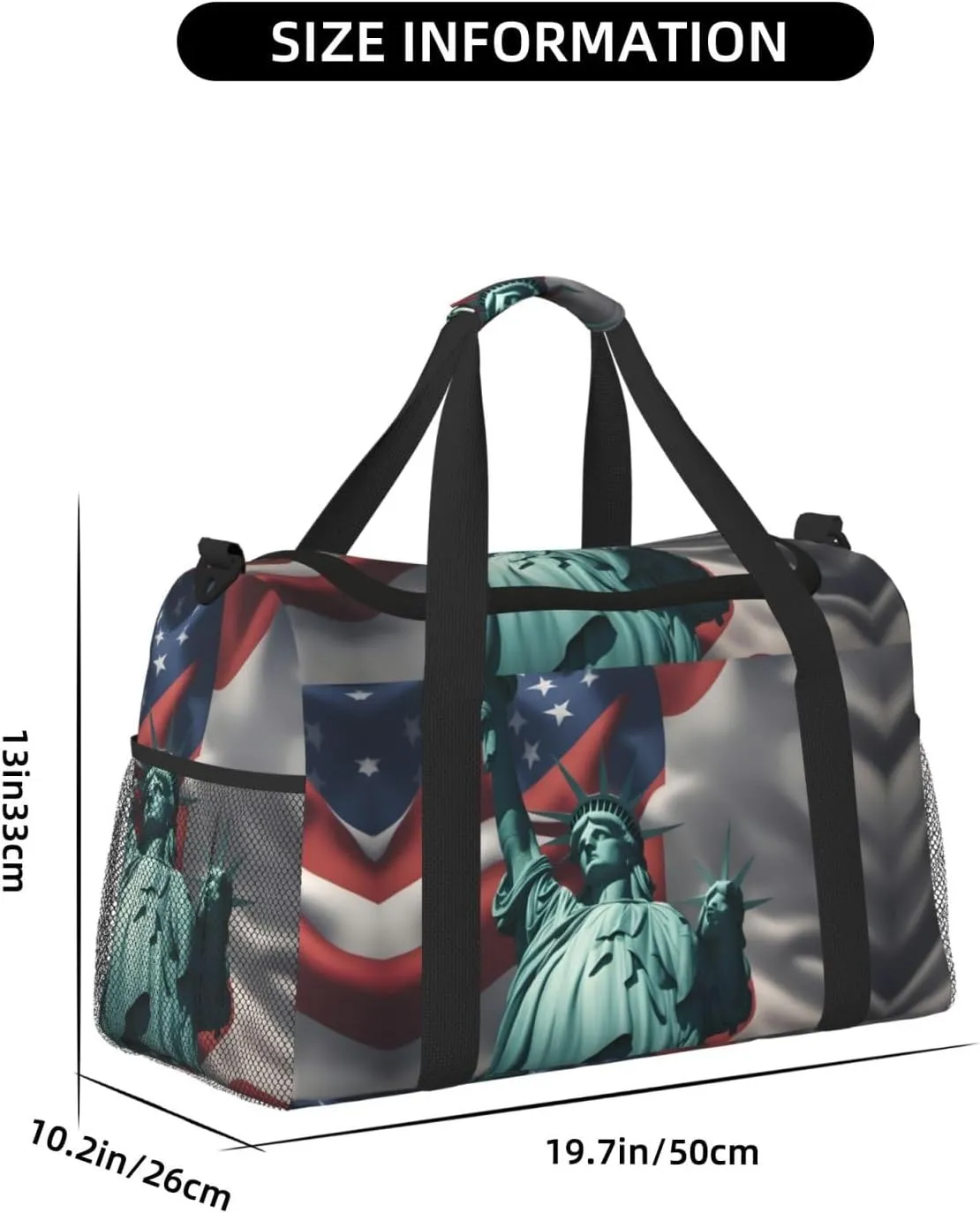 Statue Of Liberty Flag Travel Bag, Weekender Bags For Women Men For Outdoor Adventures, Ideal For Camping And Hiking