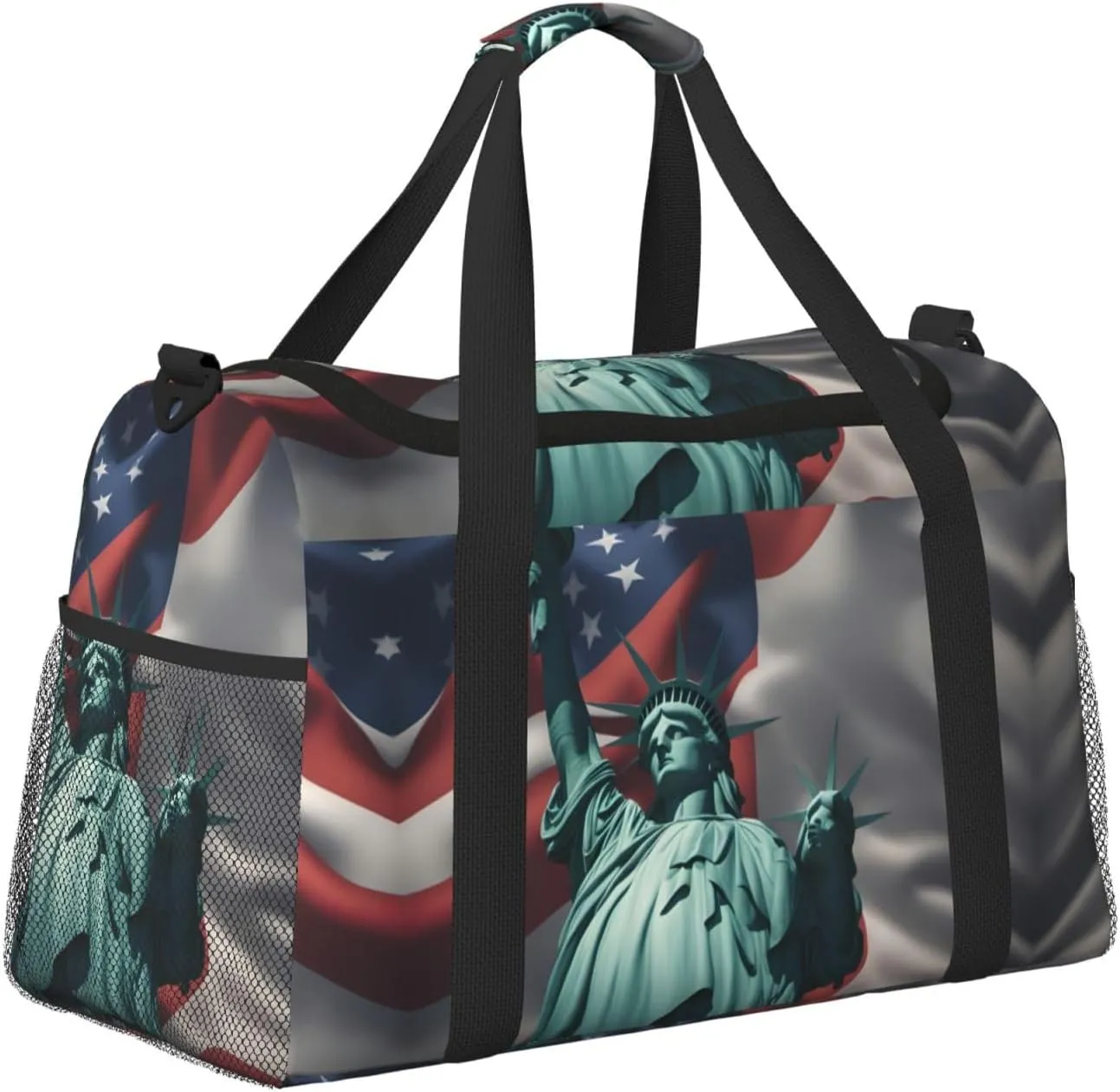 Statue Of Liberty Flag Travel Bag, Weekender Bags For Women Men For Outdoor Adventures, Ideal For Camping And Hiking