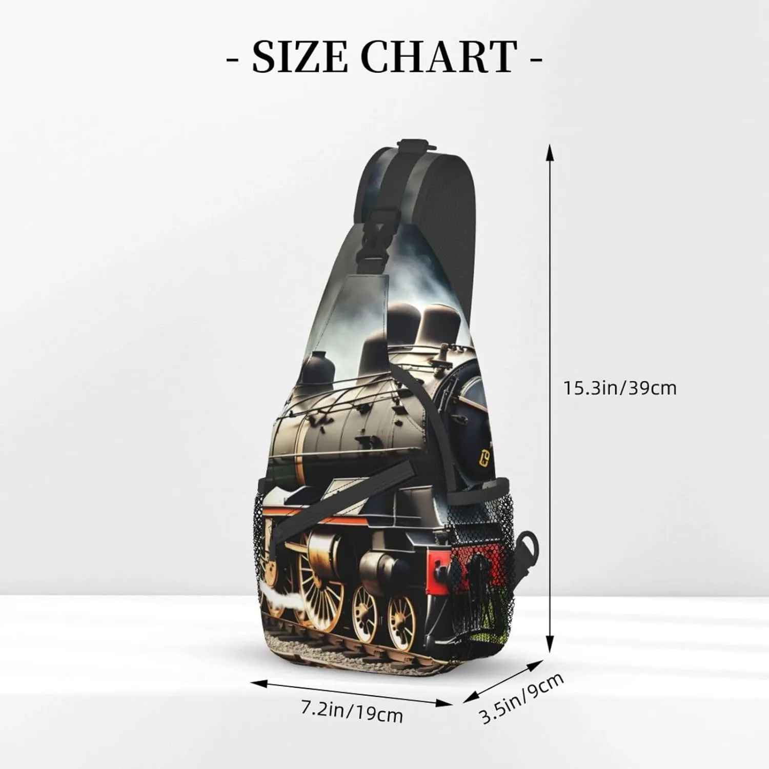 Steam Locomotive Train High Storage Capacity Chest Bag Diagonally Sling Backpack Crossbody Shoulder Bag For Men Women