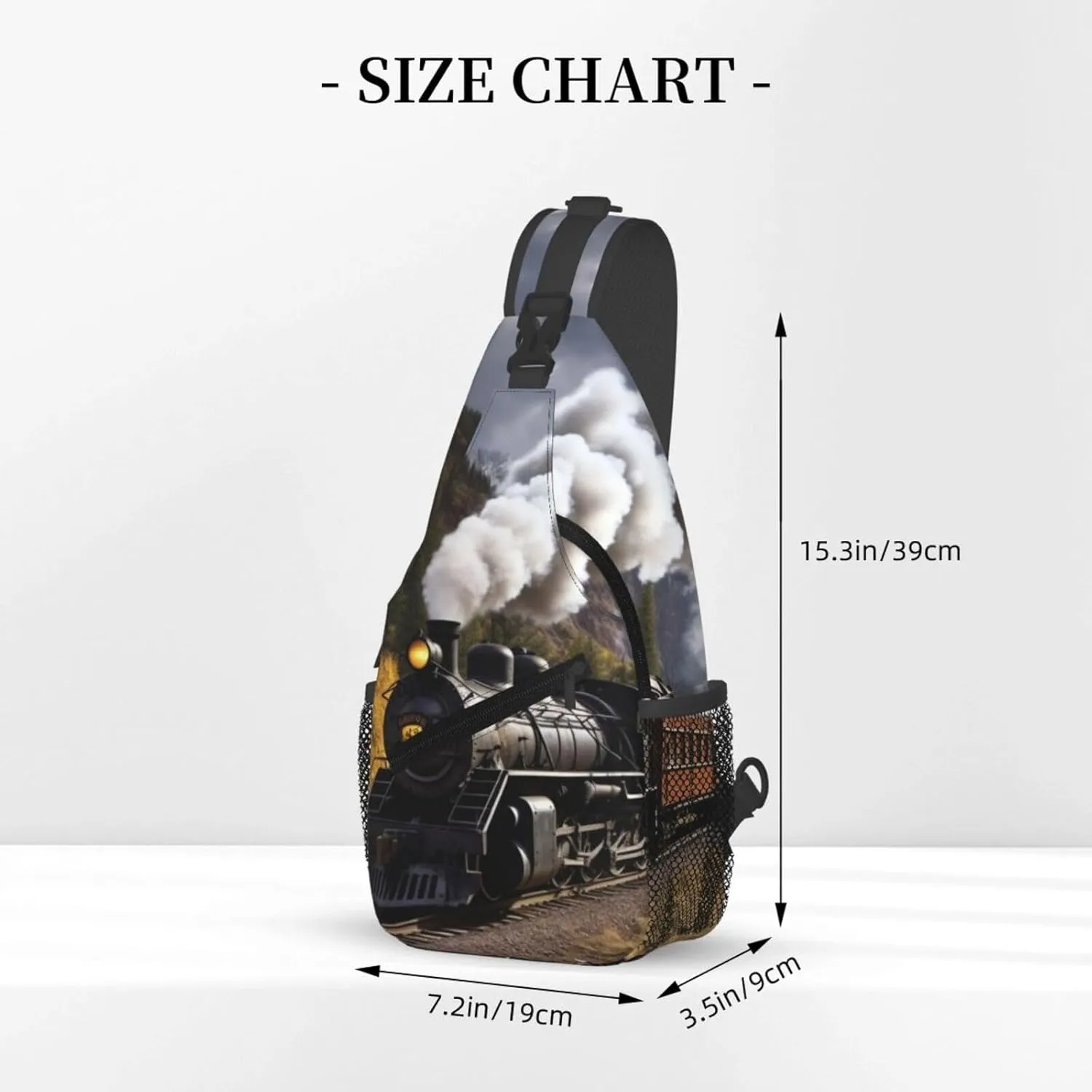 Steam Locomotive Train Sling Bag Backpack For Men Cross Chest Bag Crossbody Shoulder Bag Travel Hiking Daypack