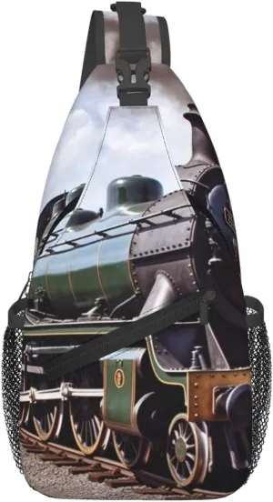 Steam Locomotive Train Sling Bag for Men Women Crossbody Chest Bag Sling Backpack Travel Hiking Daypack Outdoor