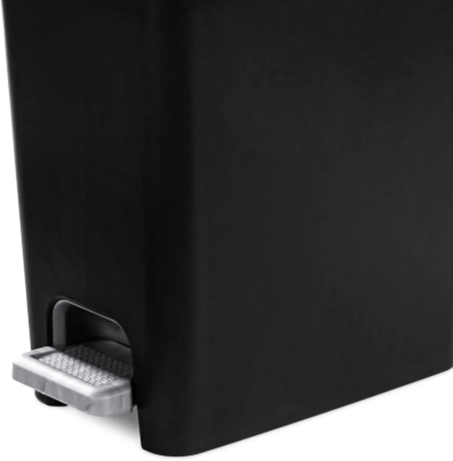 Sterilite 2.7 Gallon Rectangular Step On Kitchen Trash Bin Plastic Indoor Wastebasket with Removable Liner and Bag Holding Feature, Black (8 Pack)