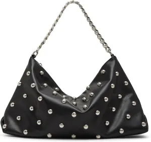 Steve Madden Randyy Soft Shoulder Bag with Dome Studs, Black