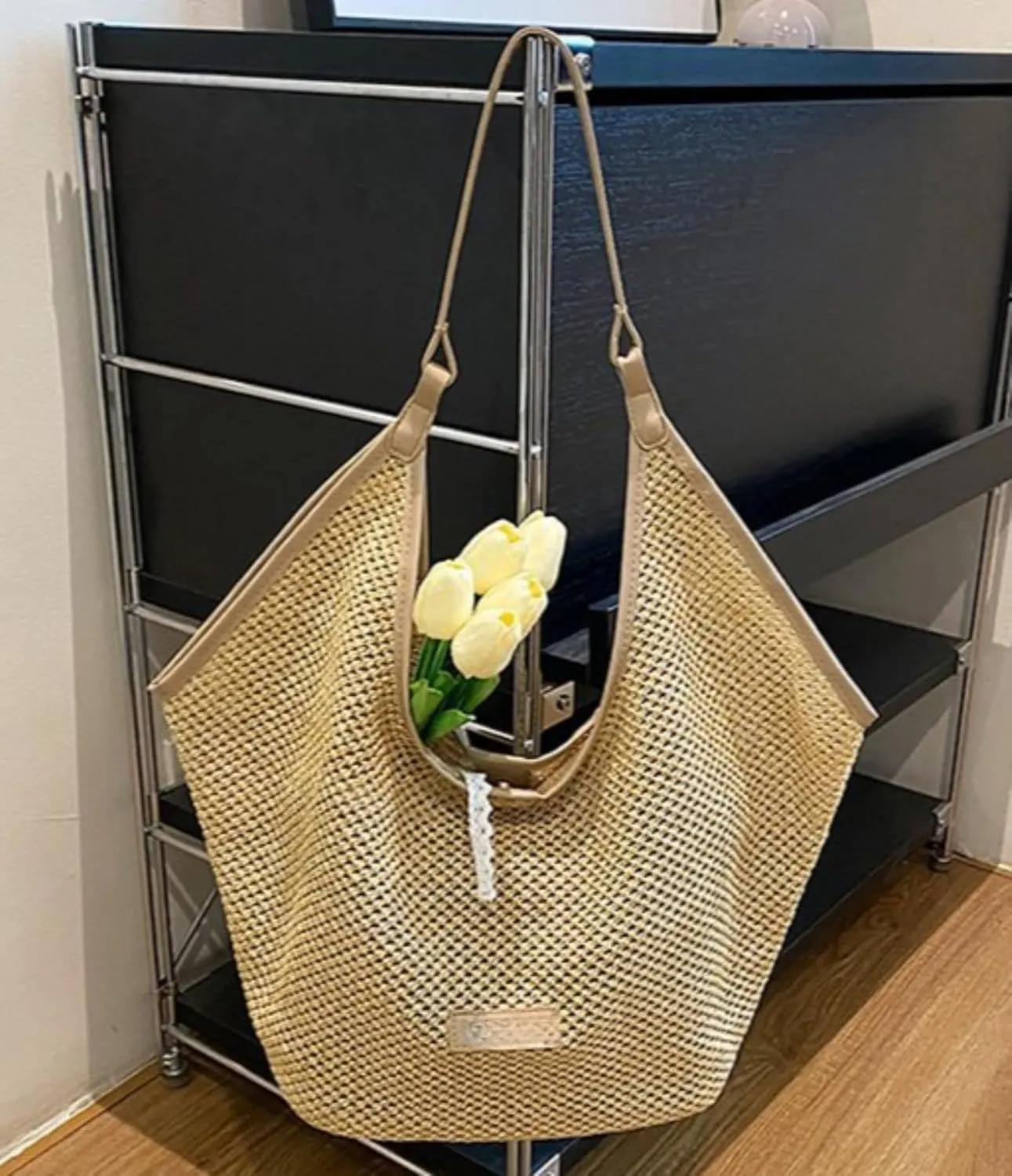Straw Bag Hobo Totebag Women Beach Bag With Inside Purse Vacation Vintage Purse Summer Shoulder Bags