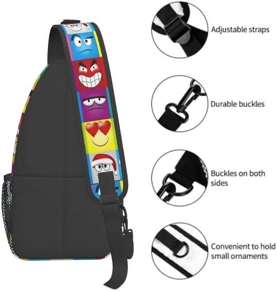 Strawberry blue Sling Backpack Chest Bag Fun Design Cute Sling Bag Positive Crossbody Backpack For Hiking Daypack Chest Bag Travel, Hiking
