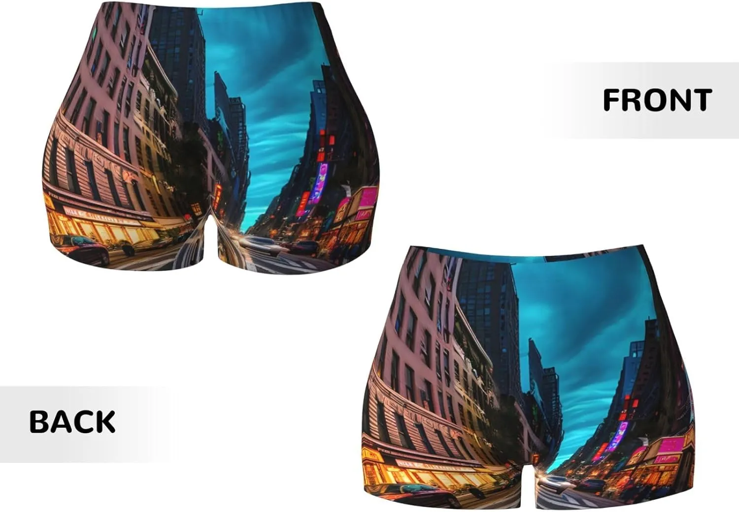 Streets of New York City Print Elastic Summer Comfy Shorts Seamless High-Waisted Contour Yoga Running Daily Wear