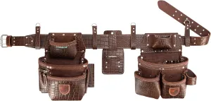 STRONGLAD Leather Carpenter Tool Belt—Top Full-Grain with 21 Pockets—Heavy Duty Framing Tool Belt & Carpenter Bags for Construction PR1000