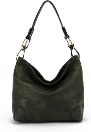 Style Strategy PU Leather Slouchy Hobo with Stitching Detail and Claw Hardware - Fashion Shoulder Handbag for Women