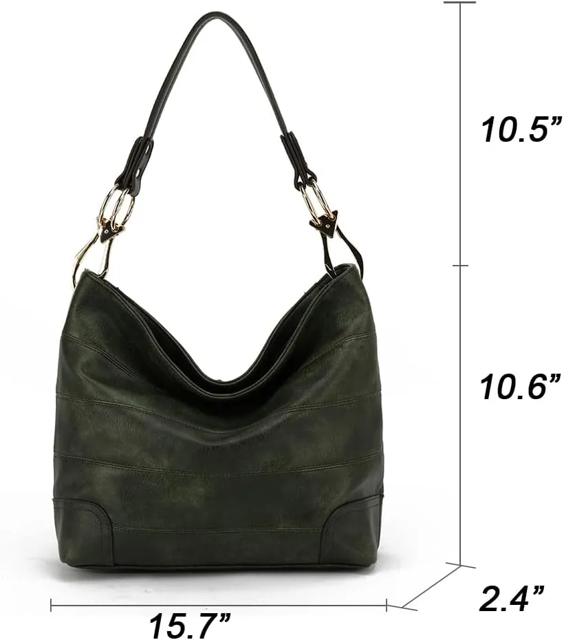 Style Strategy PU Leather Slouchy Hobo with Stitching Detail and Claw Hardware - Fashion Shoulder Handbag for Women