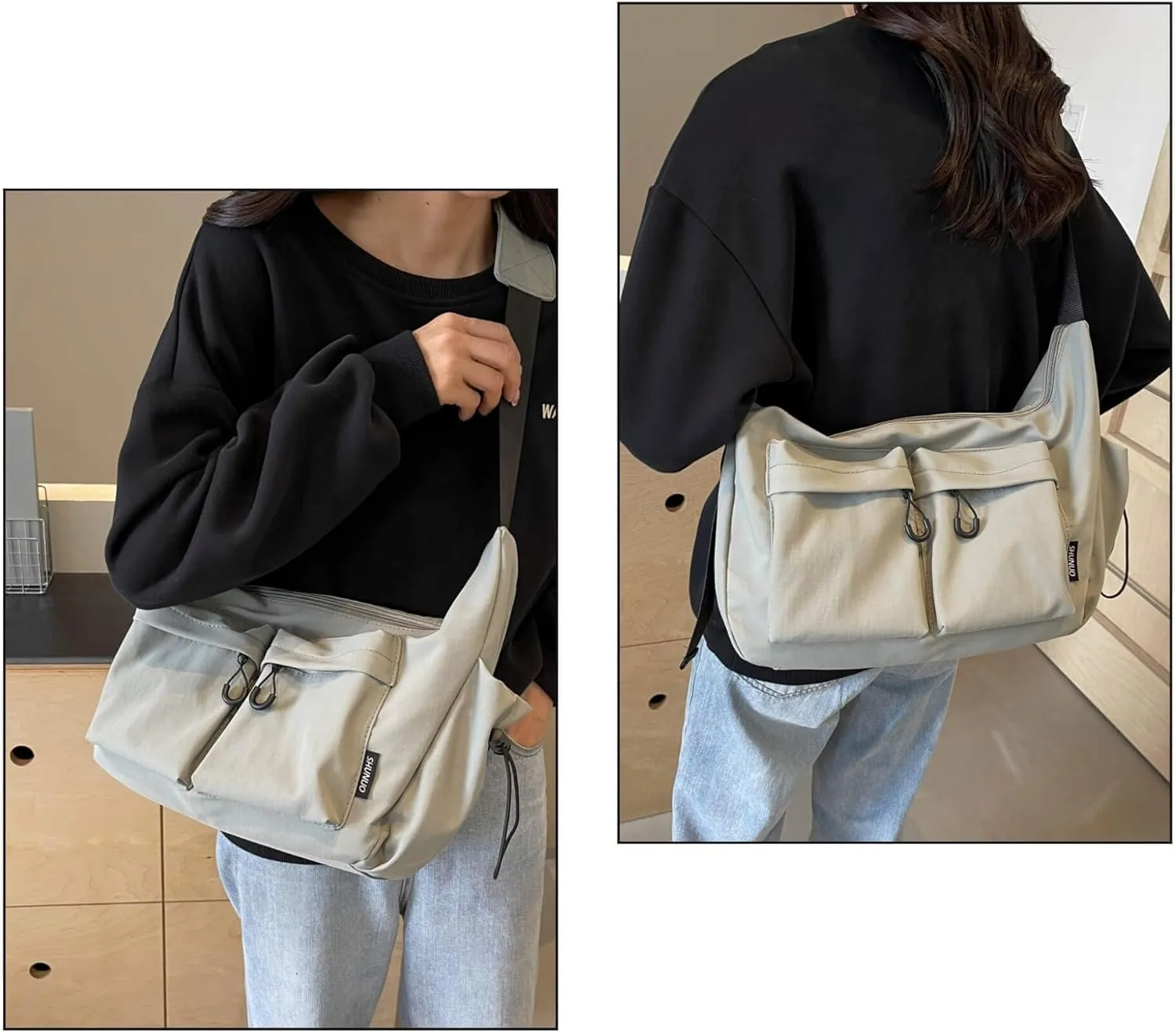 Stylish Canvas Crossbody Crescent Bag for Women, Medium Lightweight Hobo Bag