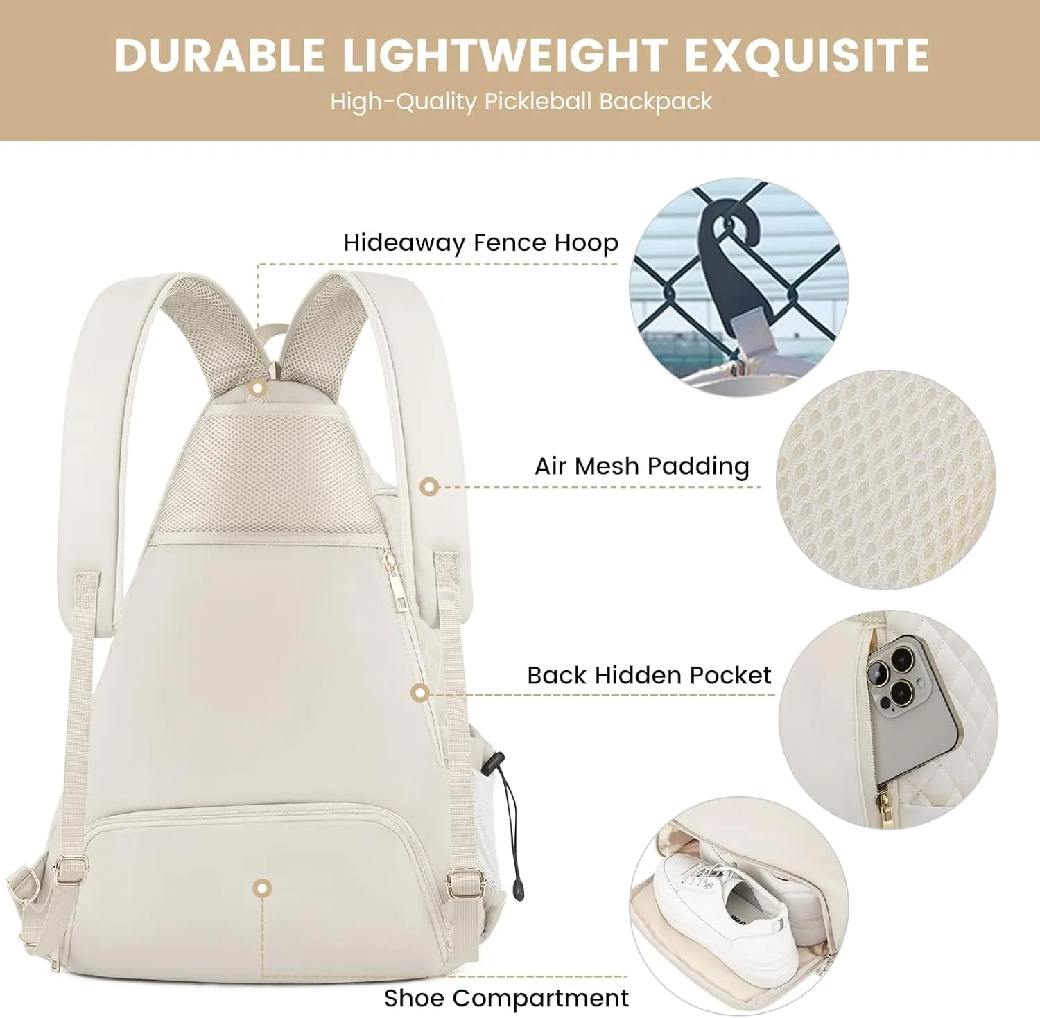 Sucipi Women's Pickleball Backpack - Quilted Crossbody Sling Bag for Tennis & Pickleball Paddle