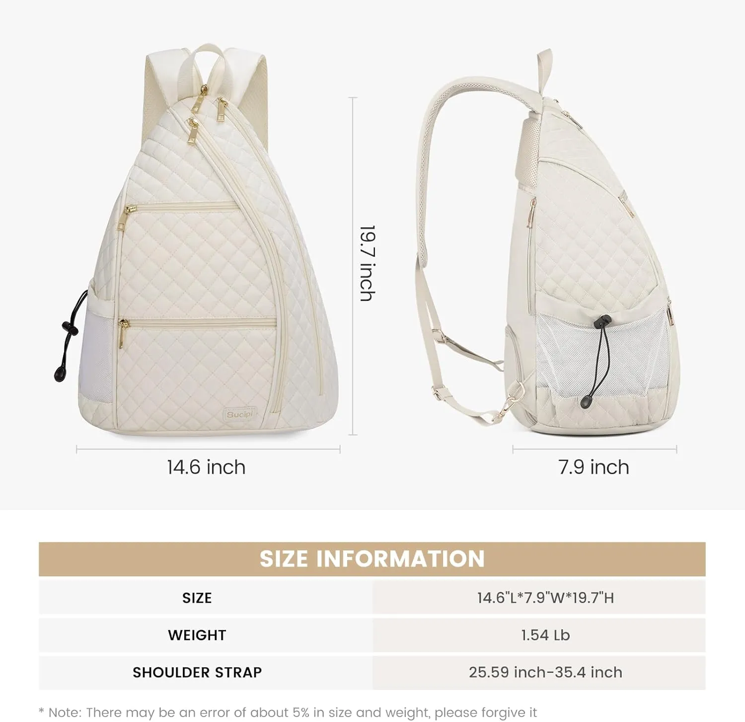 Sucipi Women's Pickleball Backpack - Quilted Crossbody Sling Bag for Tennis & Pickleball Paddle