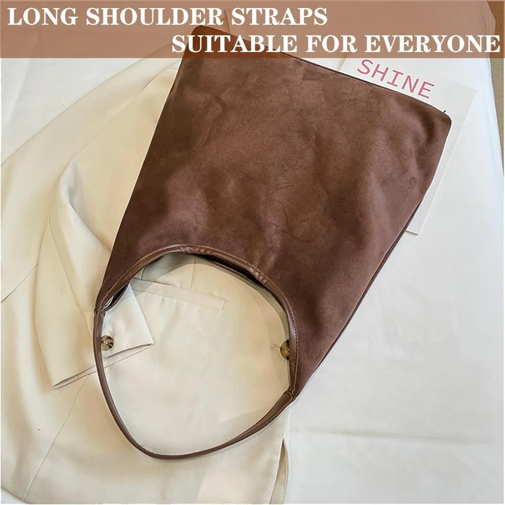 Suede Hobo Bag for Women - Brown Retro Slouchy Purse - 2025 Upgrade New Fall Collection