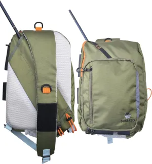 SUMATO Fly Fishing Tenkara Sling Pack with Dual Rod Quiver - 5 Pocket Storage - Lightweight & Comfortable - Unisex - Multi-Use Outdoor Adjustable Backpack