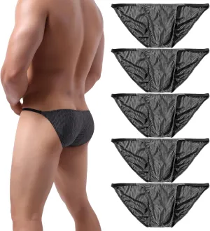 Summer Code Men's Sexy Briefs Elastic Ruched Back Bikini Underwear Pack