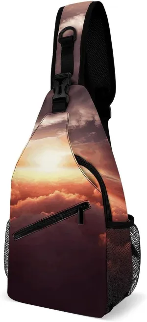 Sun Sunrise Cloud Sling Bag for Men Women Travel Crossbody Bags Large Hiking Sling Backpack Chest Bag Man Purse