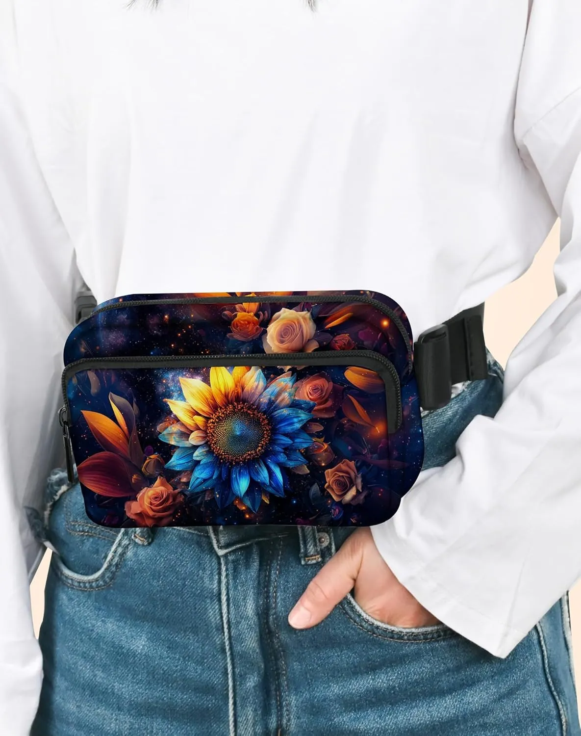 Sunflower Fanny Pack Fashion Belt Bag Lightweight Waist Pouch with Adjustable Strap Mini Crossbody Bags for Women Travel Sports Running