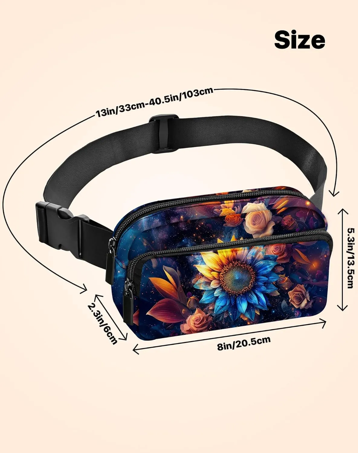 Sunflower Fanny Pack Fashion Belt Bag Lightweight Waist Pouch with Adjustable Strap Mini Crossbody Bags for Women Travel Sports Running