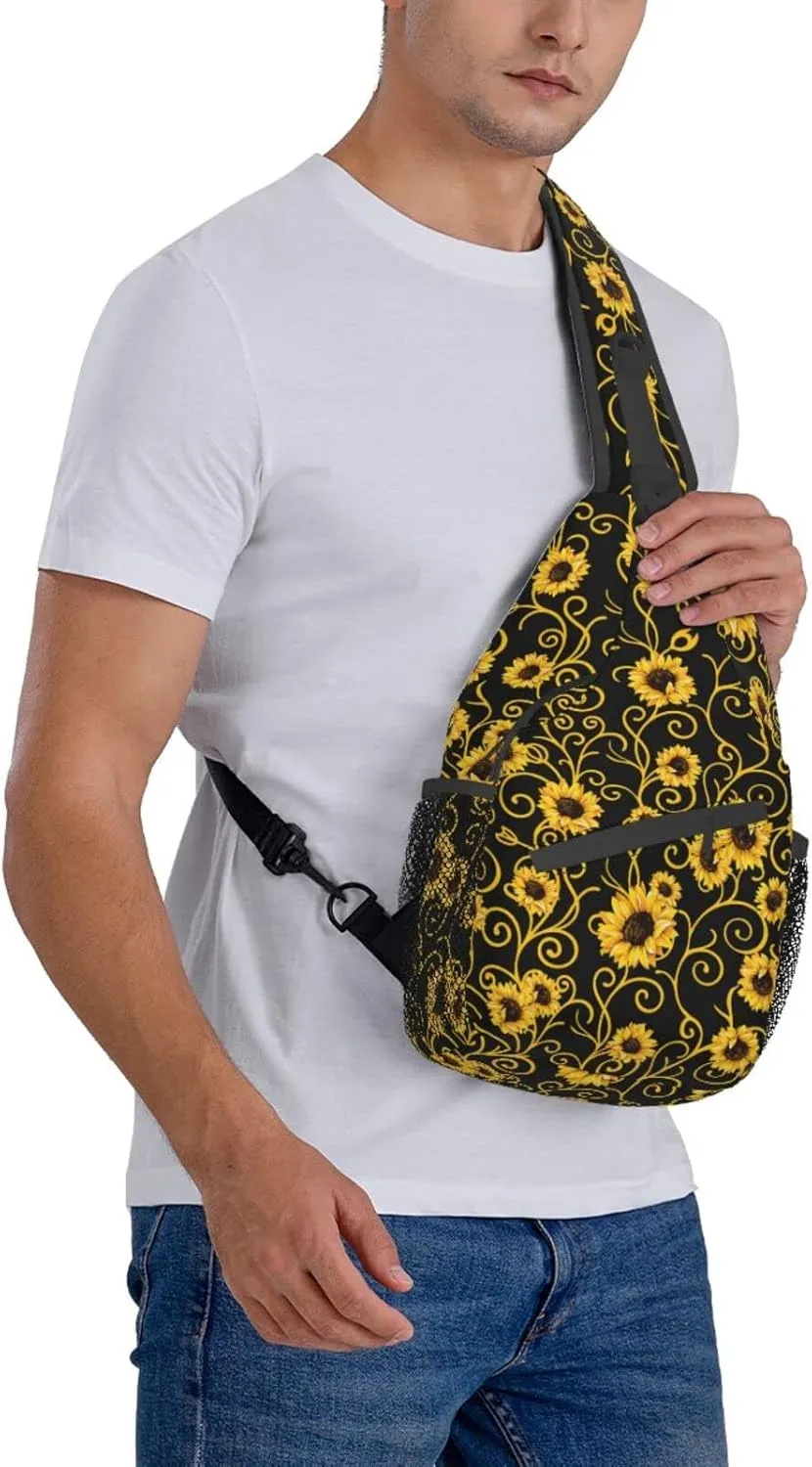 Sunflower Sling Bag Travel Sunflower Crossbody Bag Chest Daypack Hiking Shoulder Bag For Men Women