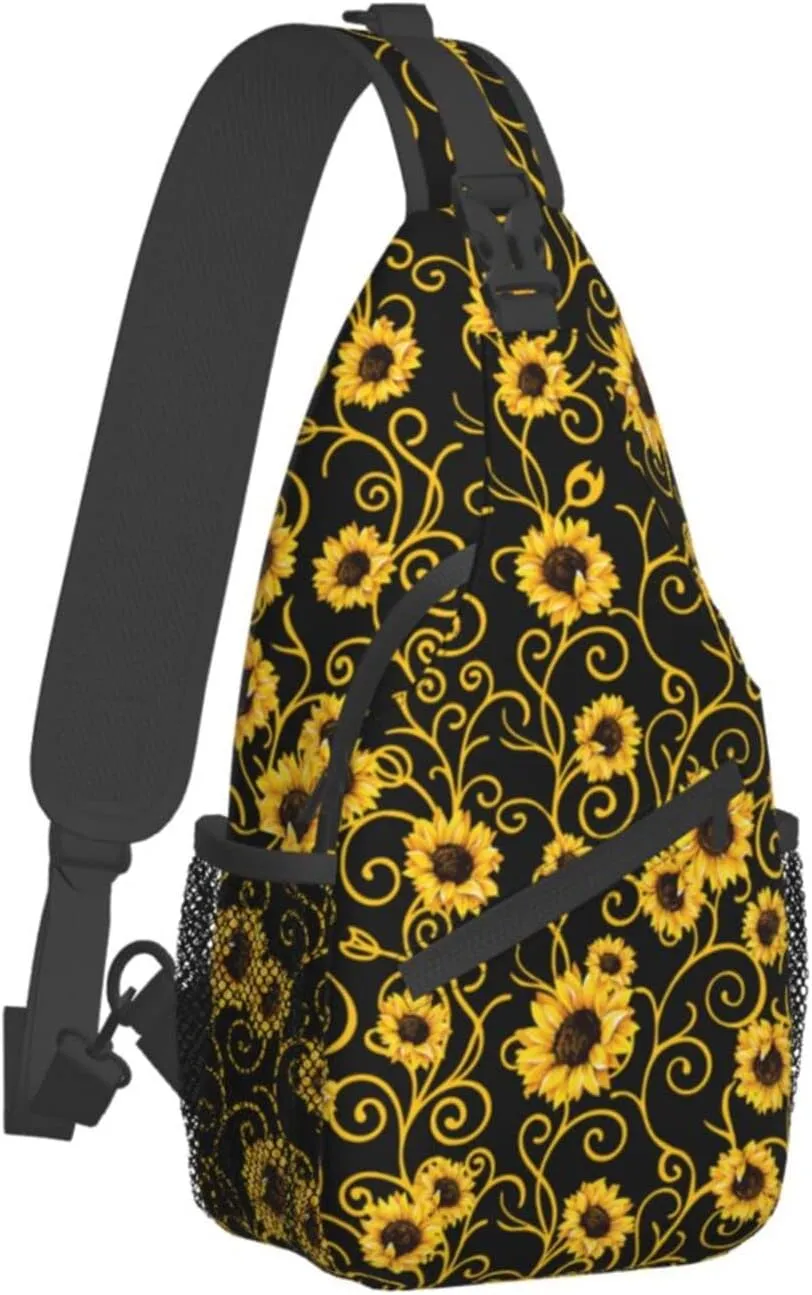 Sunflower Sling Bag Travel Sunflower Crossbody Bag Chest Daypack Hiking Shoulder Bag For Men Women
