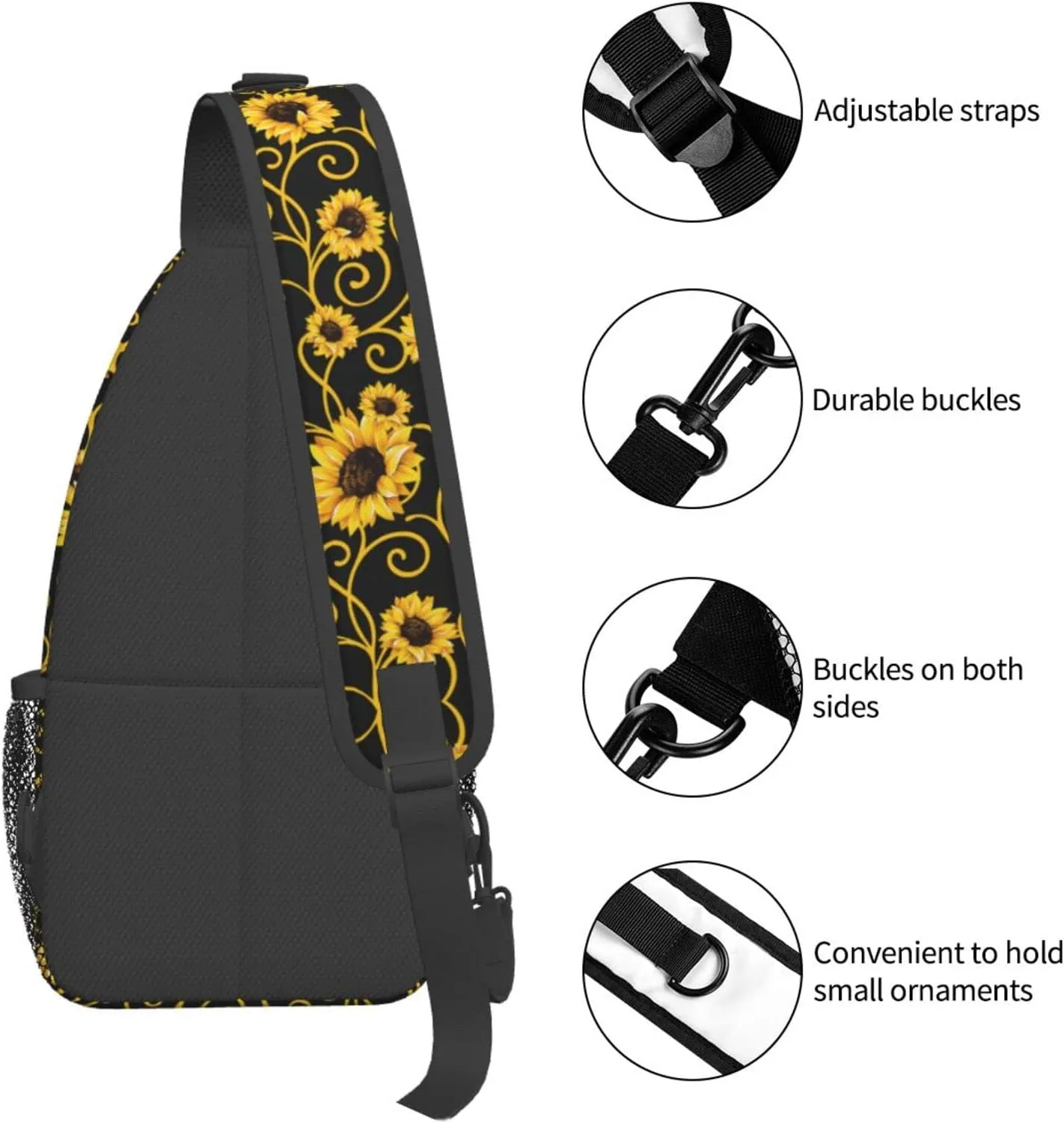 Sunflower Sling Bag Travel Sunflower Crossbody Bag Chest Daypack Hiking Shoulder Bag For Men Women